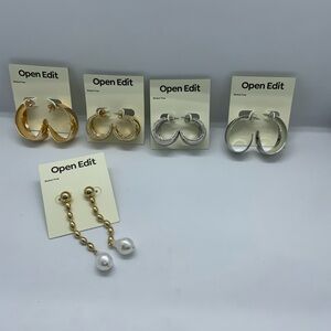 (5) Open Edit Gold and Silver Earrings Set